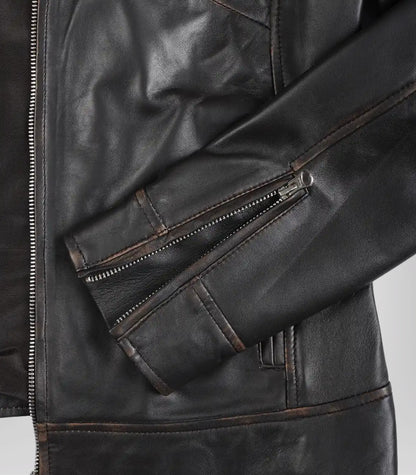 Women’s Distressed Brown Leather Motorcycle Jacket – Dodge