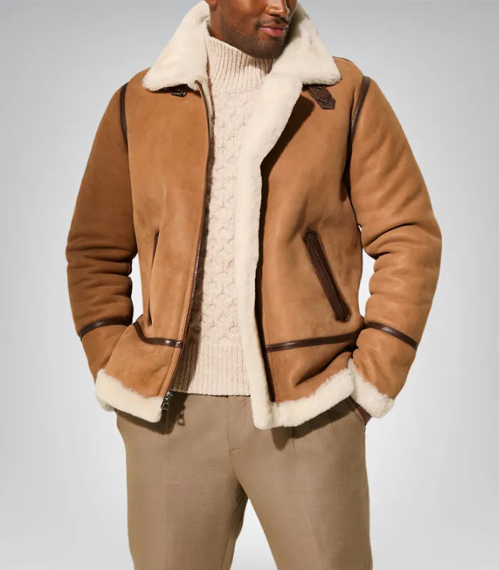Classic men’s shearling flight jacket – Jason B3 leather bomber coat