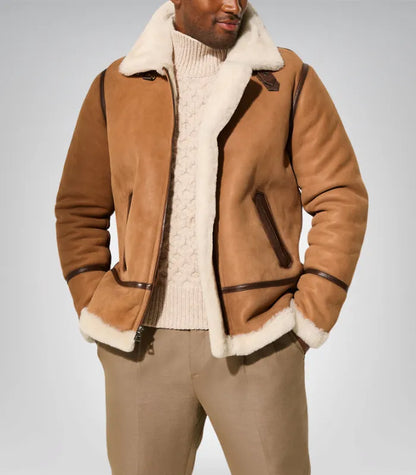 Classic men’s shearling flight jacket – Jason B3 leather bomber coat