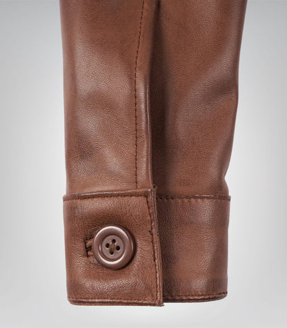 Women’s Cropped Leather Jacket in Cognac