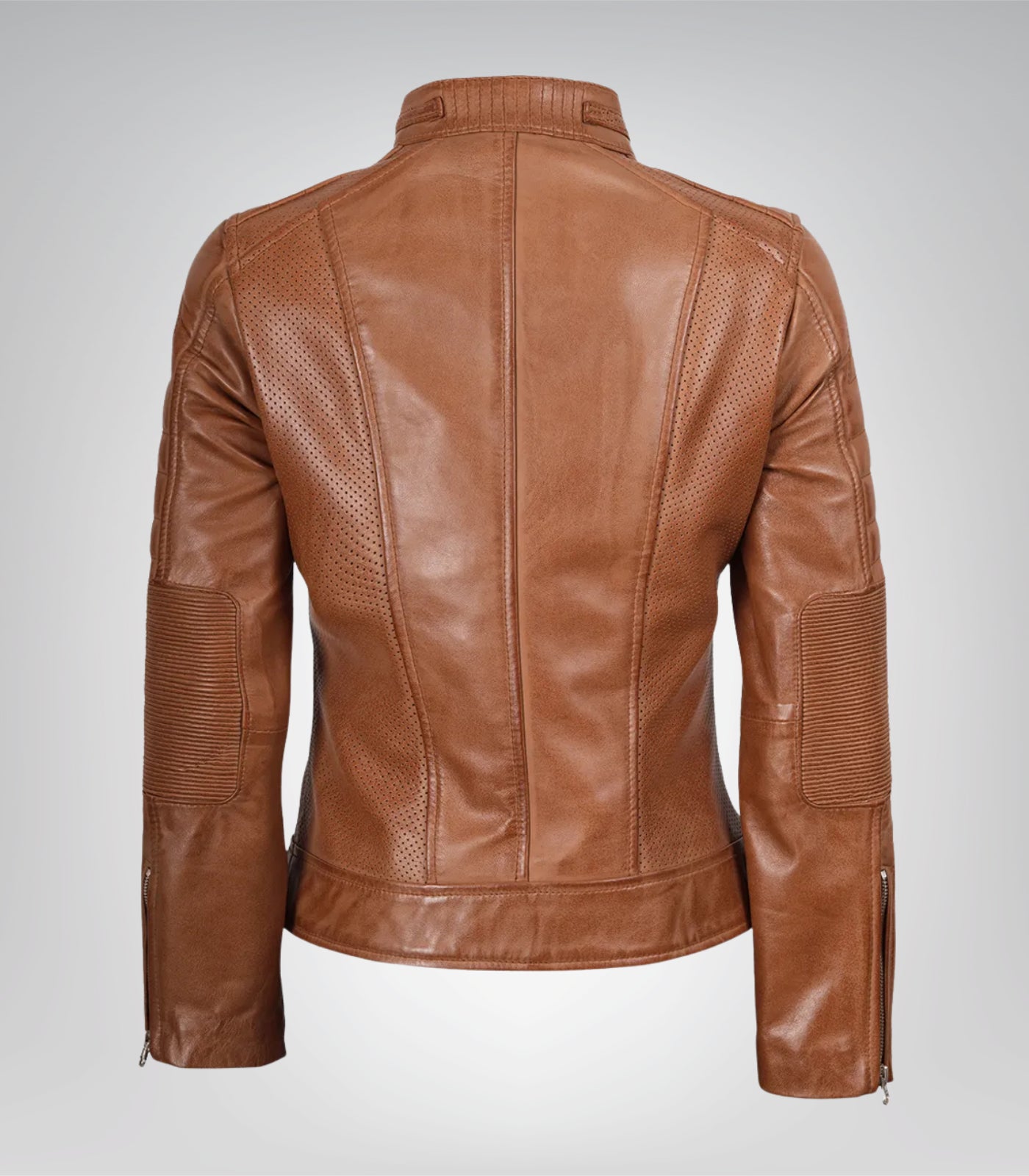 Women’s Tan Leather Moto Jacket Timeless Biker Design