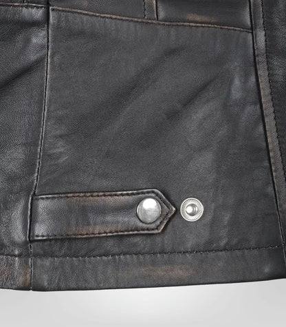 Women’s Distressed Brown Moto Leather Jacket