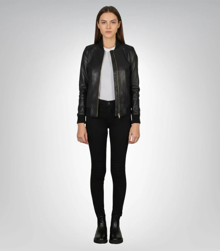 Women's Bliss leather jacket – sleek black motorcycle outerwear