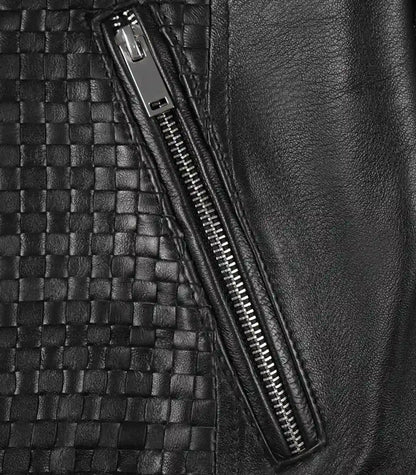 Maude Women’s Black Textured Genuine Leather Jacket