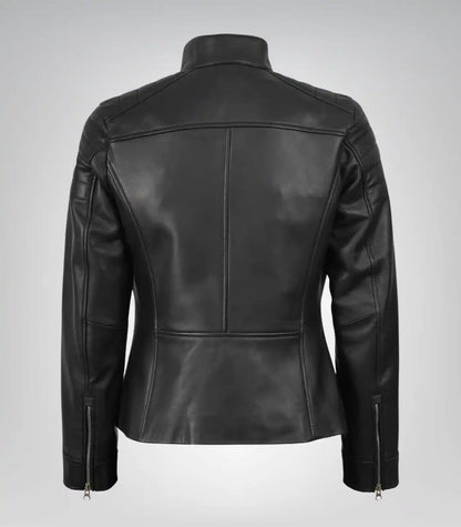 Carrie Women’s Classic Black Leather Biker Jacket