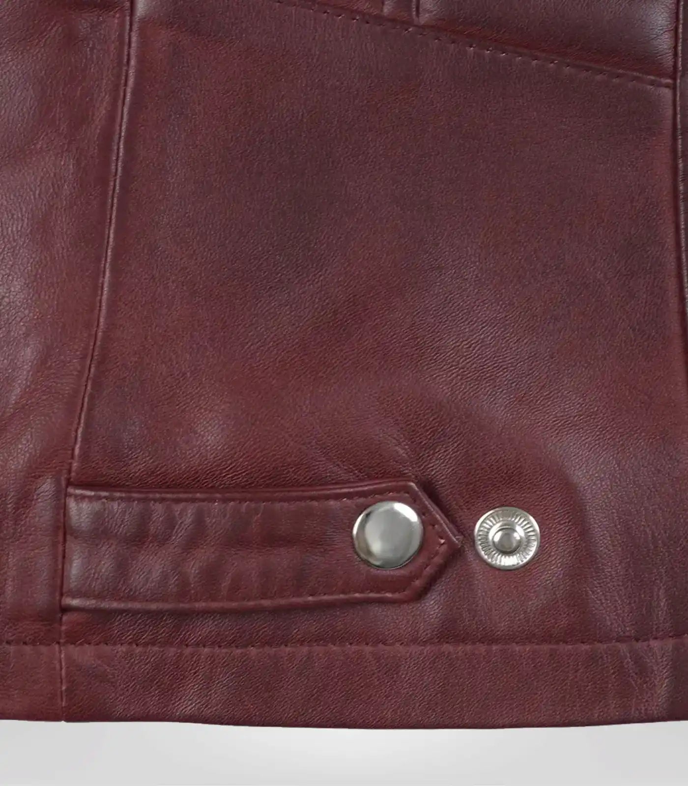 Women’s Burgundy Leather Motorcycle-Style Jacket