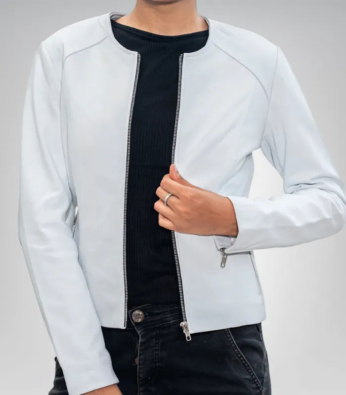 Minimalist women’s genuine lambskin leather jacket – everyday style essential