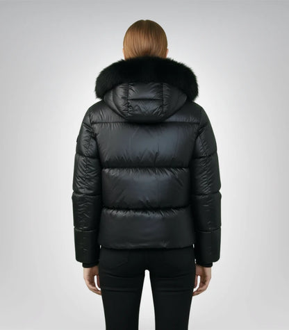 Mackage black puffer jacket – hooded down coat for cold weather