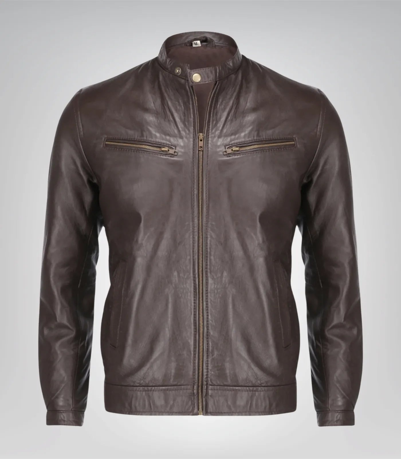 Men’s Brown Pure Sheep Leather Zipper Jacket – Classic & Modern Style
