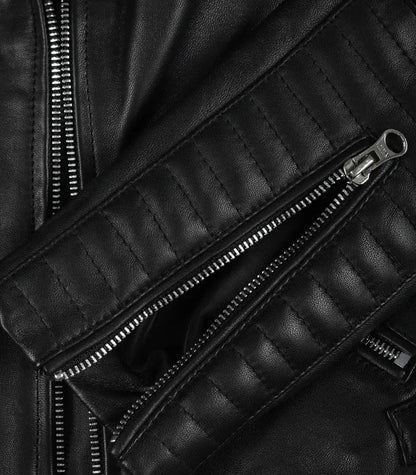 Women’s Genuine Black Leather Biker Jacket