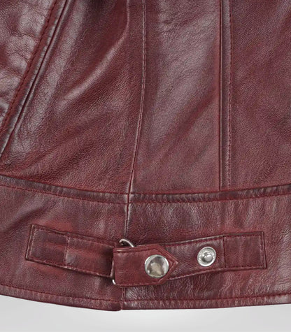 Women’s Genuine Burgundy Leather Jacket in Slim Fit