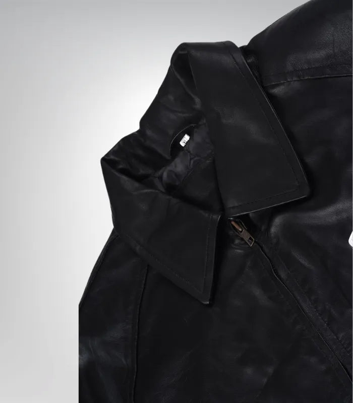 Men’s genuine black leather bomber jacket – Avirex vintage pilot design