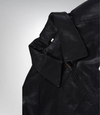 Men’s genuine black leather bomber jacket – Avirex vintage pilot design