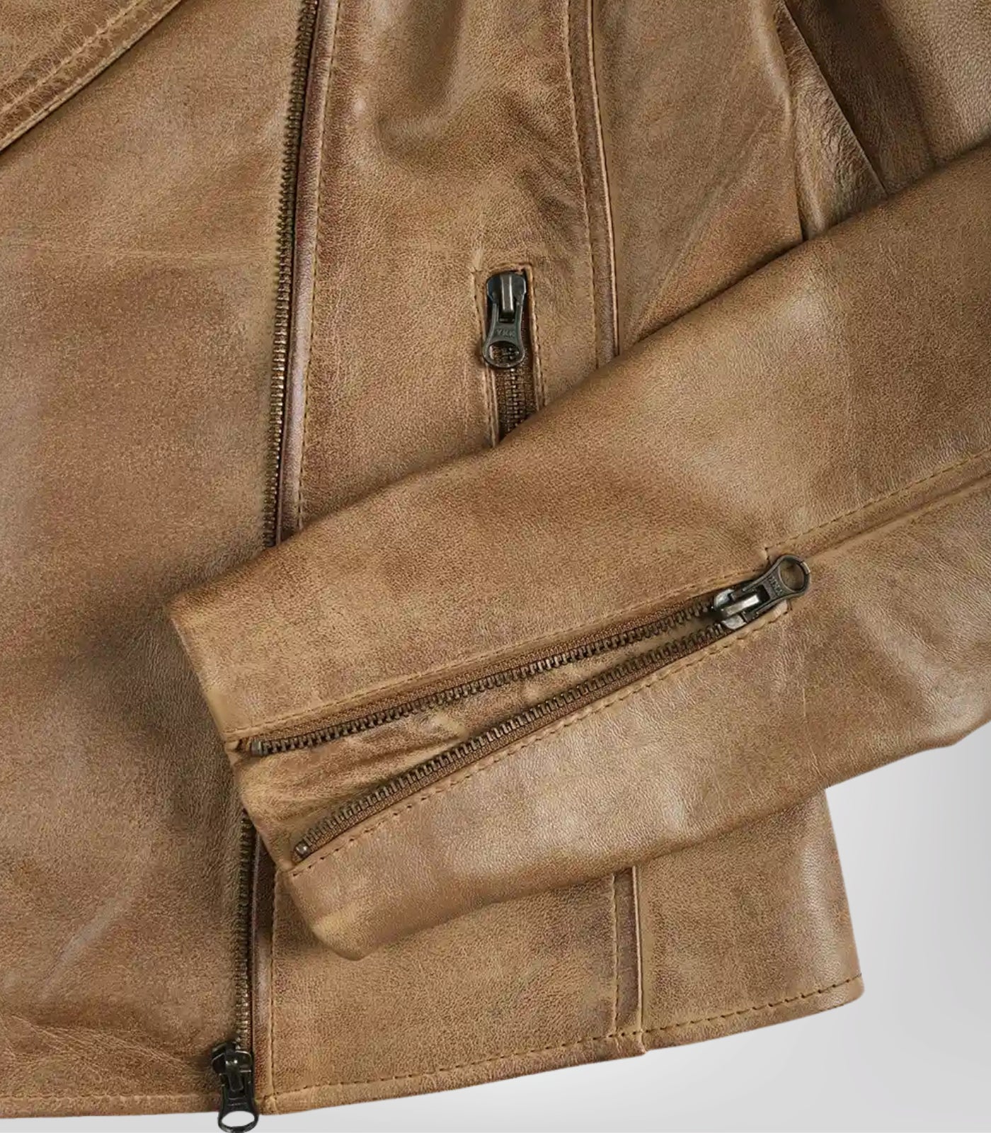 Women’s Genuine Leather Biker Jacket Camel Brown