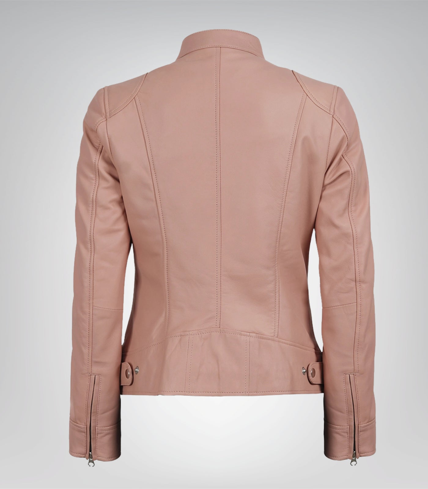 Dodge Women’s Premium Light Pink Leather Biker Jacket