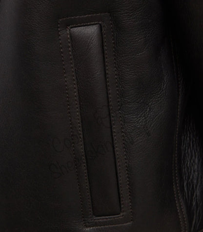 Mens RAF Sheepskin Leather Flying Jacket Dark Brown