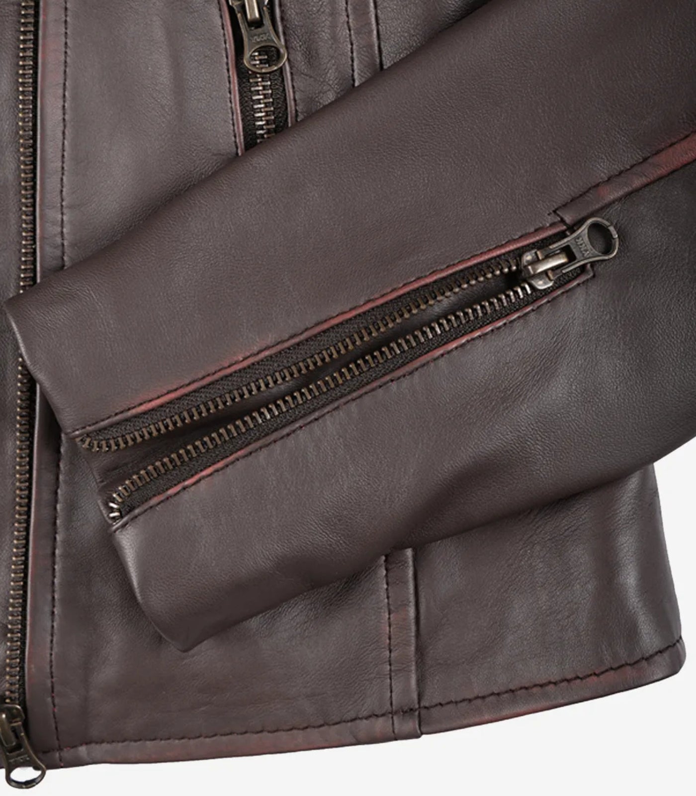 Dark Brown Women’s Leather Biker Jacket with Asymmetrical Closure
