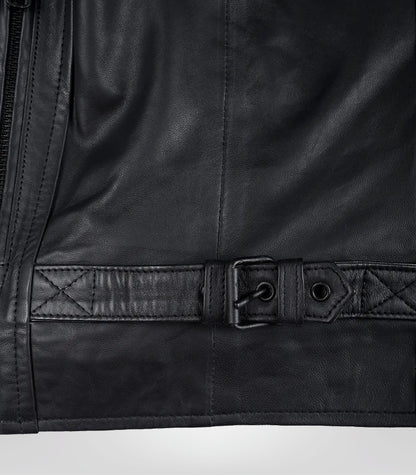 Men’s Matte Black Leather Moto Jacket Slim Fit Biker Style