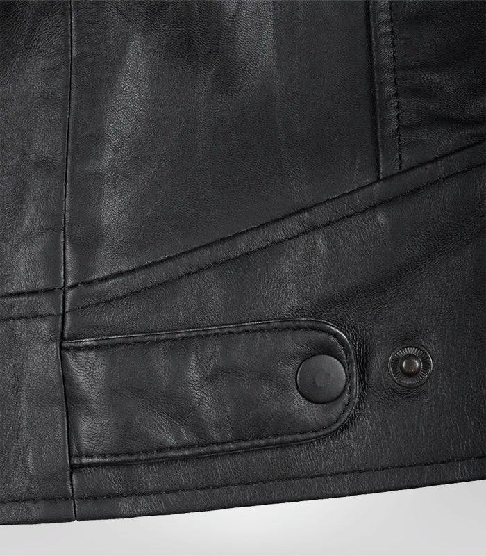 Men’s Matte Black Biker Jacket 100% Real Leather, Café Racer Style