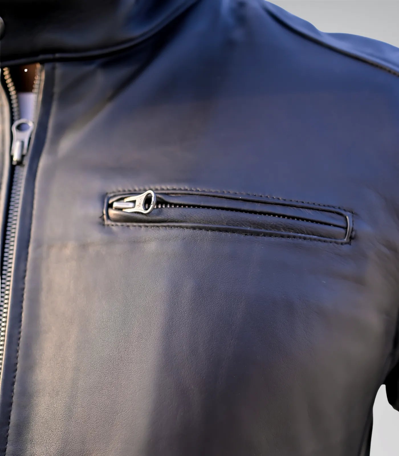 Men’s Black Real Leather Biker Jacket – Premium Aniline Sheep Skin