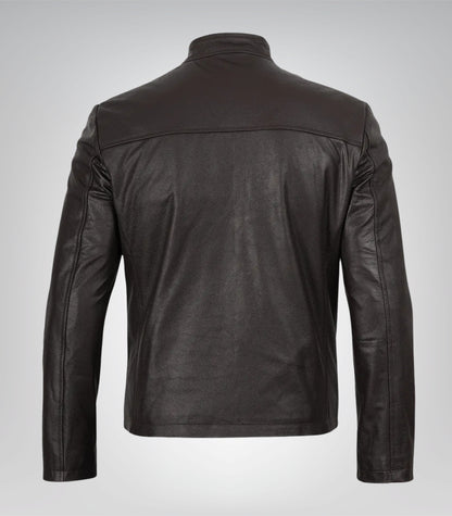 Men’s Dark Brown Cowhide Leather Motorcycle Jacket Premium Biker Style