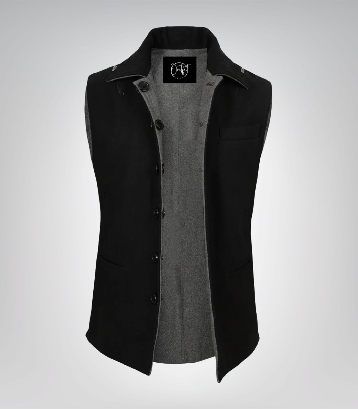 Lester Men Black and Gray Reversible Wool Vest