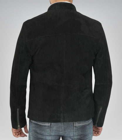 Men’s Classic Black Suede Biker Jacket Premium Real Suede Motorcycle Style