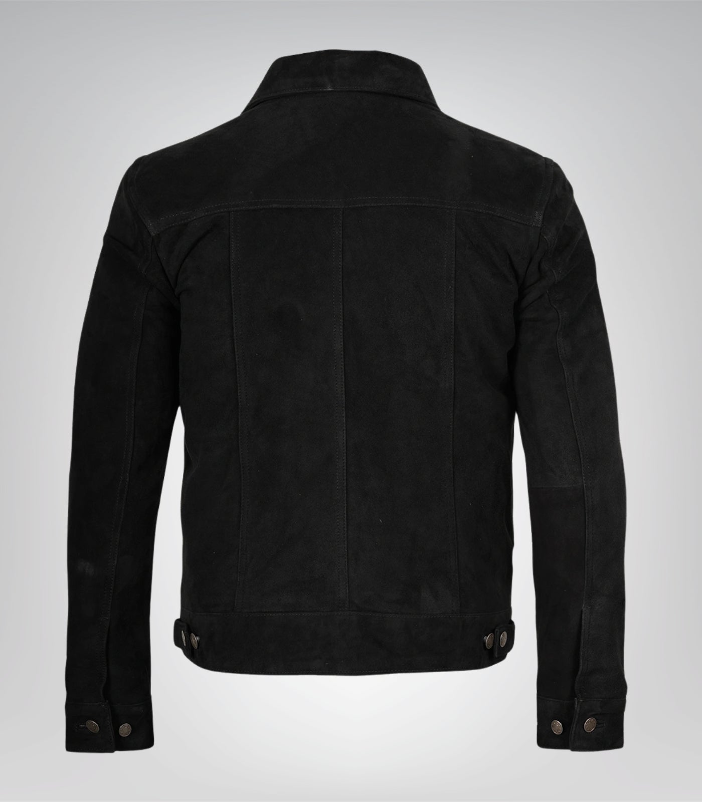 Men’s Classic Black Suede Trucker Jacket Real Suede Button Front Style