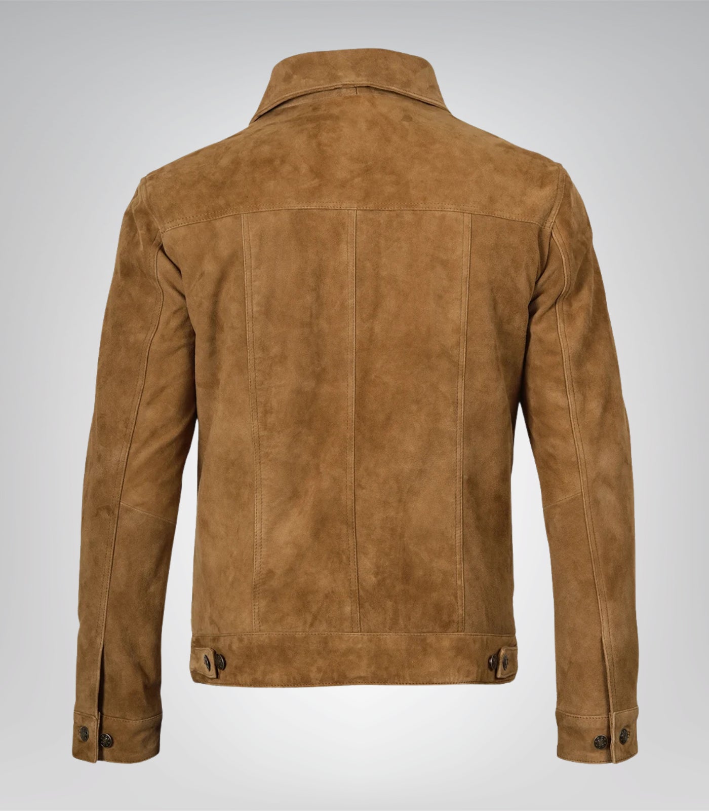 Men’s Real Suede Tan Trucker Jacket Classic Button Front Style