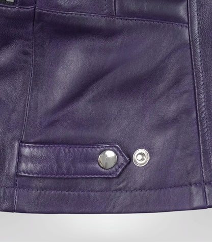 Women’s Premium Purple Leather Biker Jacket