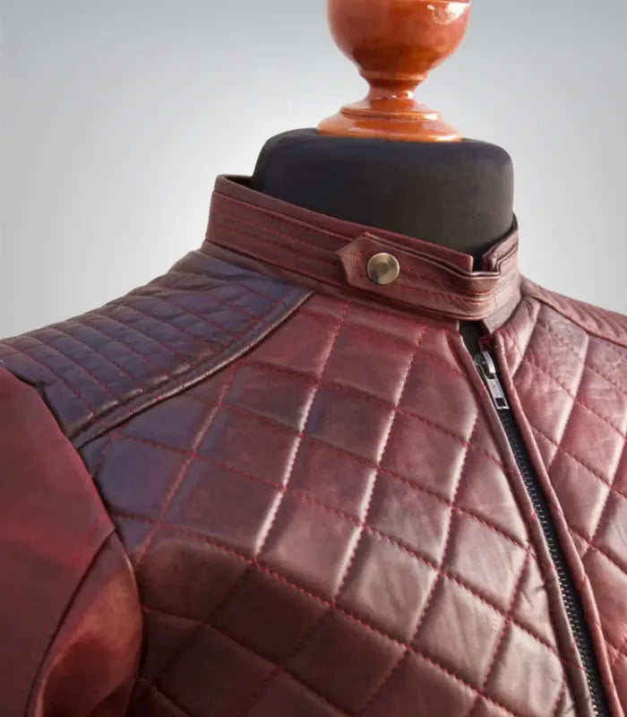 Genuine red leather motorcycle jacket for men – vintage party wear style