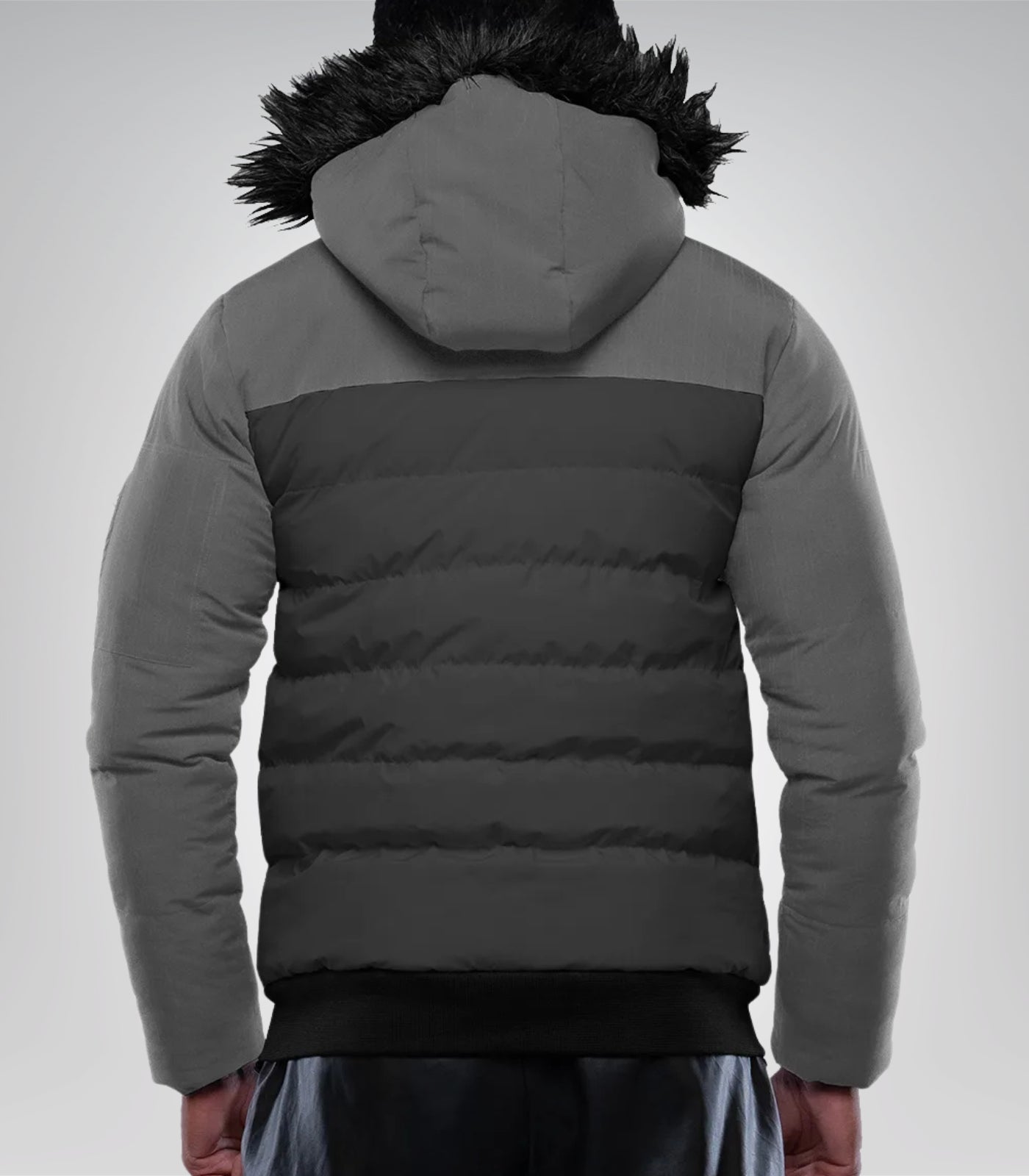 Walter Men’s Duck Down Dark Gray Puffer Jacket with Hood 700 Fill Power Insulated Winter Coat