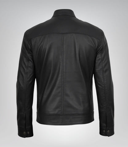 Men’s Motorcycle Black Jacket Genuine Leather Biker Style
