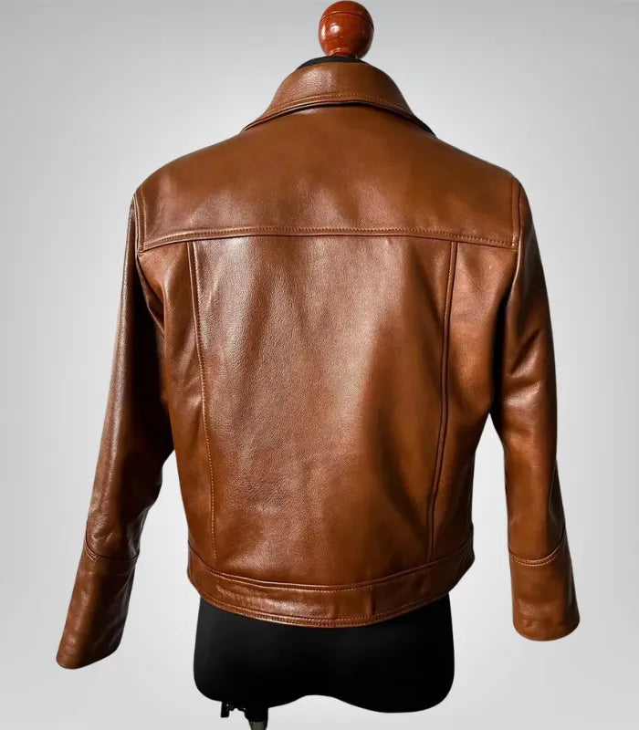 Men’s Vintage Café Racer Leather Jacket – Distressed Brown Sheepskin Motorcycle Biker Coat 90s Retro Old-School Handmade Outerwear 2025