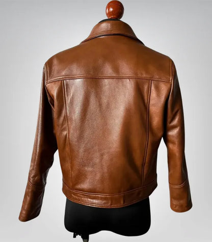 Men’s Vintage Café Racer Leather Jacket – Distressed Brown Sheepskin Motorcycle Biker Coat 90s Retro Old-School Handmade Outerwear 2025