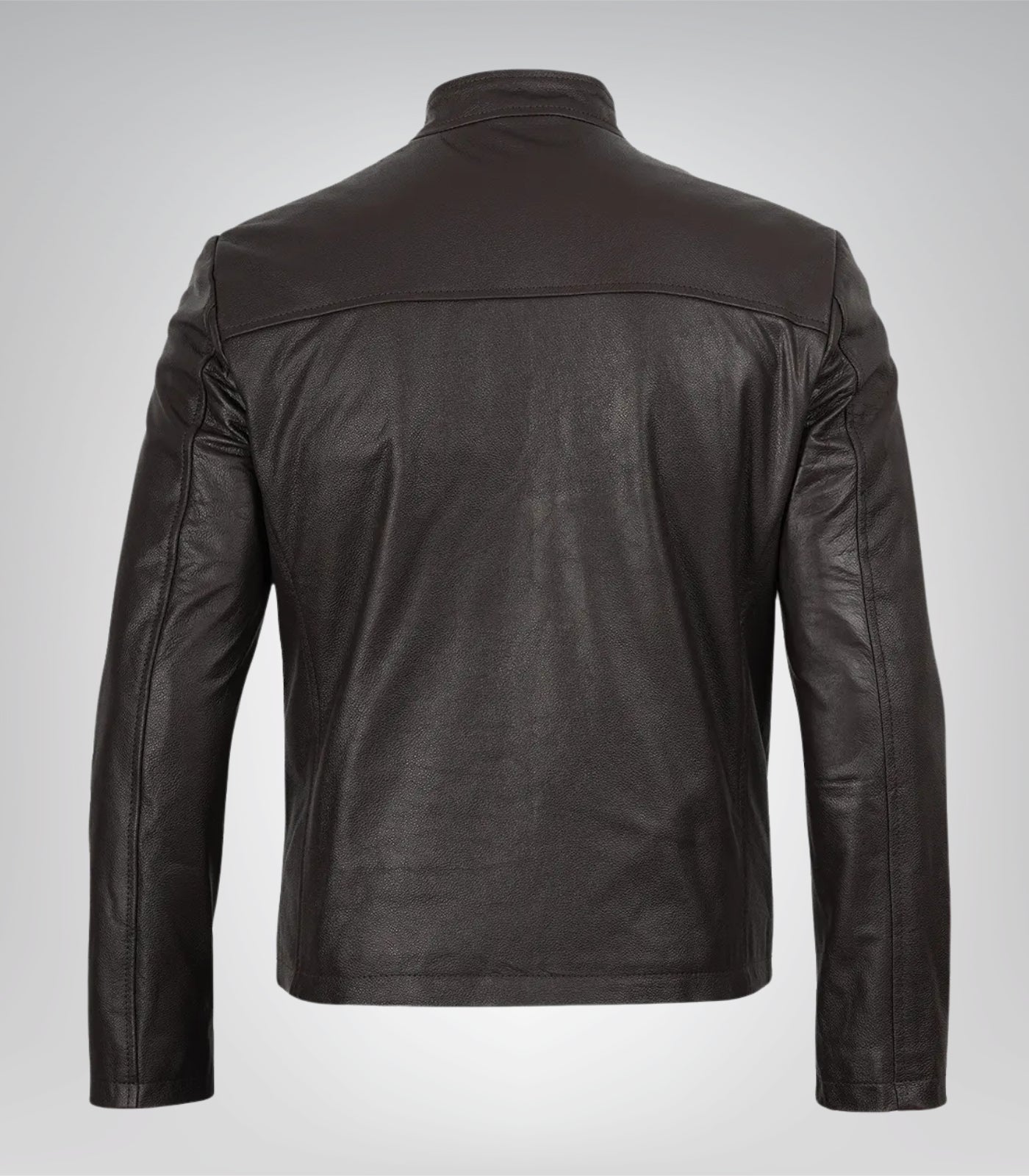 Men’s Premium Cowhide Leather Biker Jacket in Dark Brown