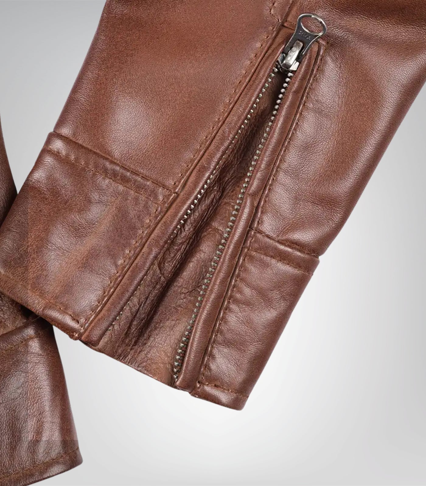 Women's Cognac Waxed Motorcycle-Style Leather Jacket