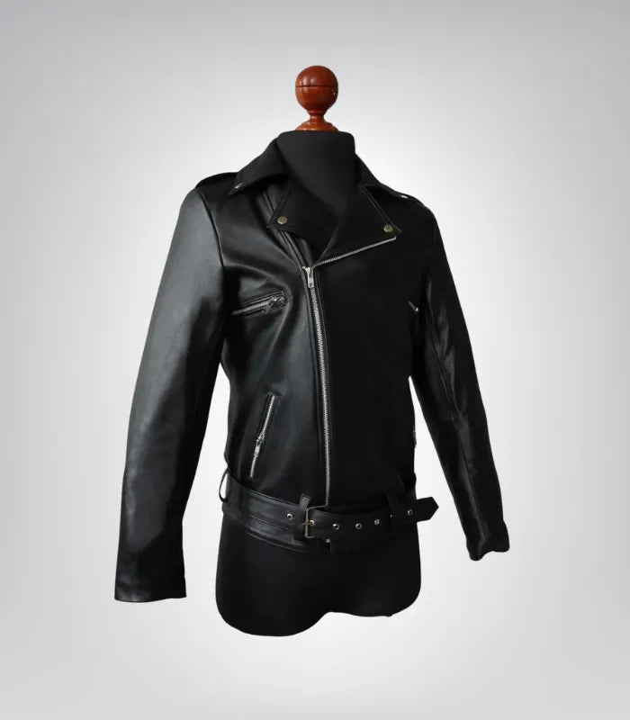 Men’s 90s Vintage Black Biker Leather Jacket Double Rider Style Handmade Top-Grain Cowhide Moto Jacket Retro Motorcycle Coat Birthday Gift for Him