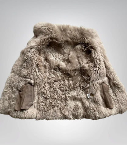 Women’s Sheepskin Shearling Hooded Coat | Handmade Vintage Suede Afghan Style