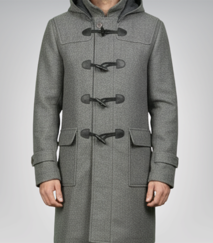 Drake Grey Wool Hooded Duffle Coat