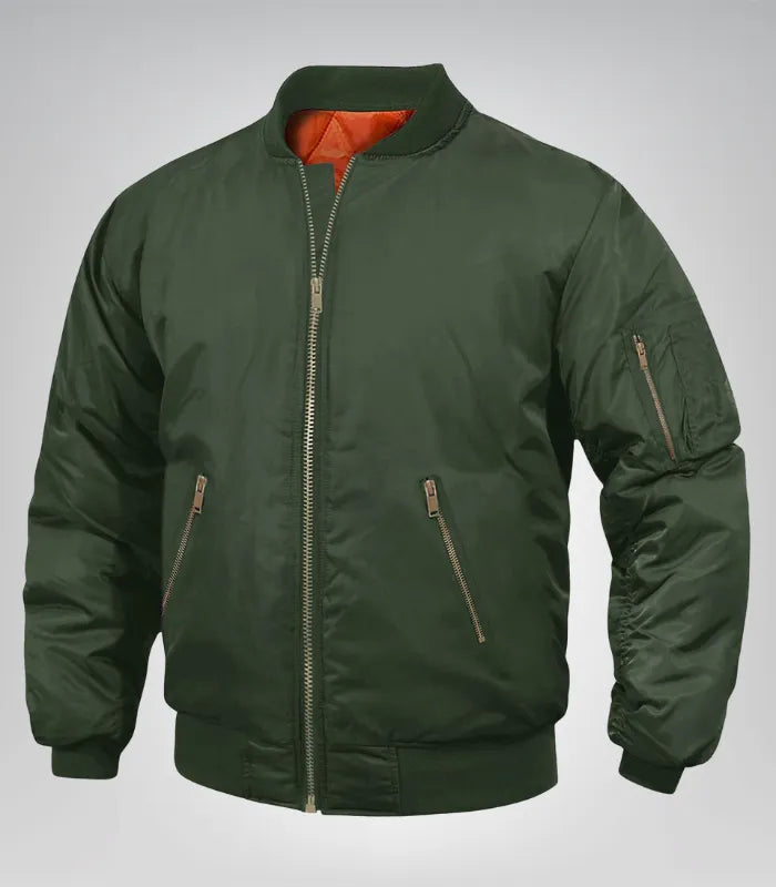 Men’s Premium Quilted Bomber Jacket – Full Zip Pilot Jacket for Work &amp; Casual Wear