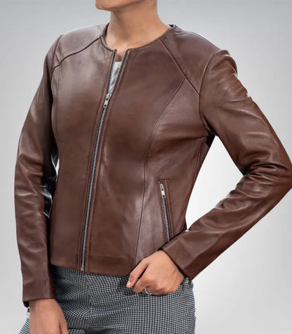 Women’s Genuine Lambskin Leather Jacket – Simple & Classic Everyday Wear