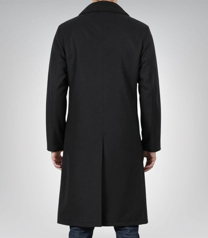 Men’s 1920s Gangster Black Wool Overcoat Shelby Style Long Coat