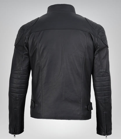 Men’s Real Leather Biker Jacket Matte Black Motorcycle Style, 100% Lambskin