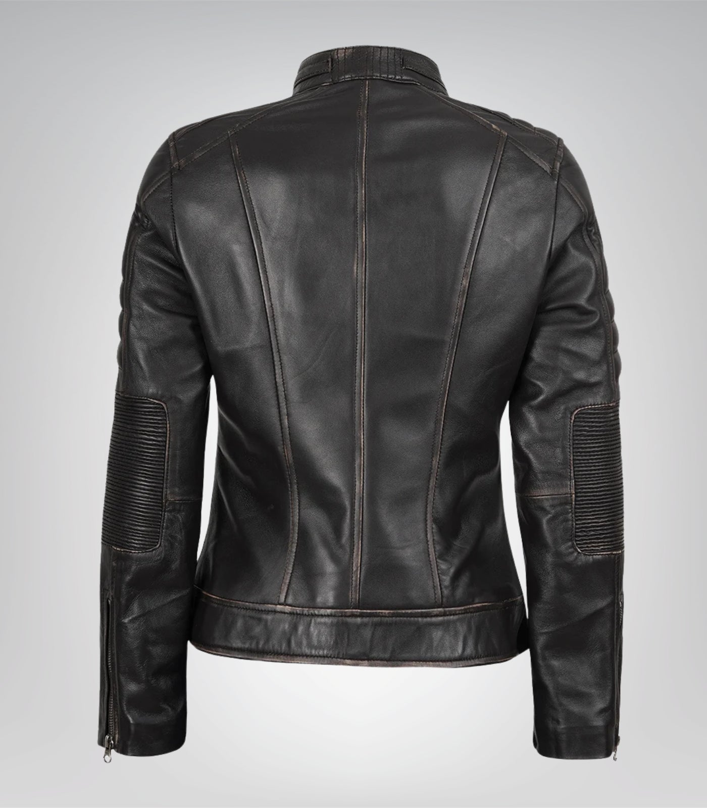 Women’s Premium Distressed Brown Leather Biker Jacket