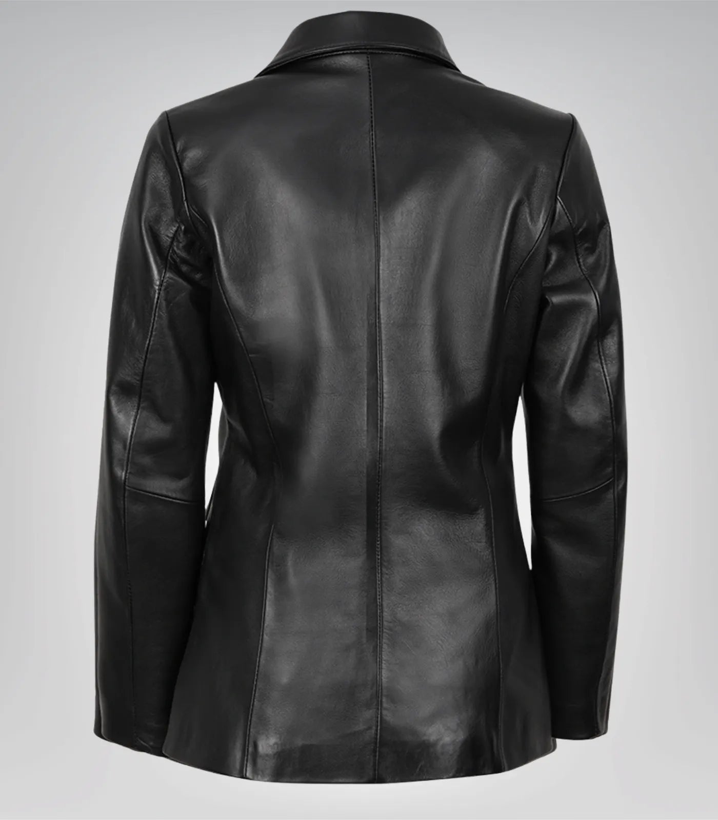 Women’s Black Leather Blazer – Classic Two-Button Genuine Lambskin Jacket