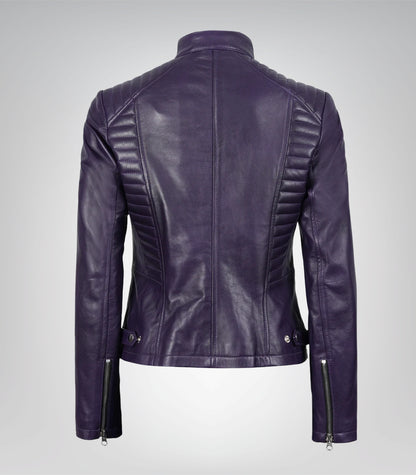 Women’s Premium Purple Leather Biker Jacket