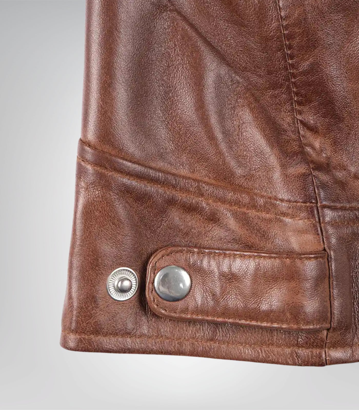 Women's Cognac Waxed Motorcycle-Style Leather Jacket