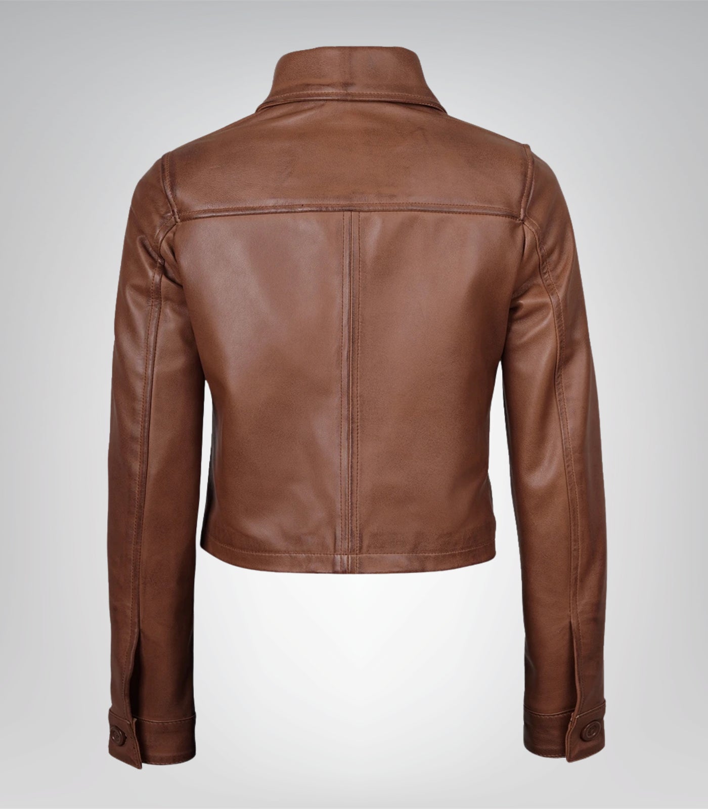 Women’s Cropped Leather Jacket in Cognac
