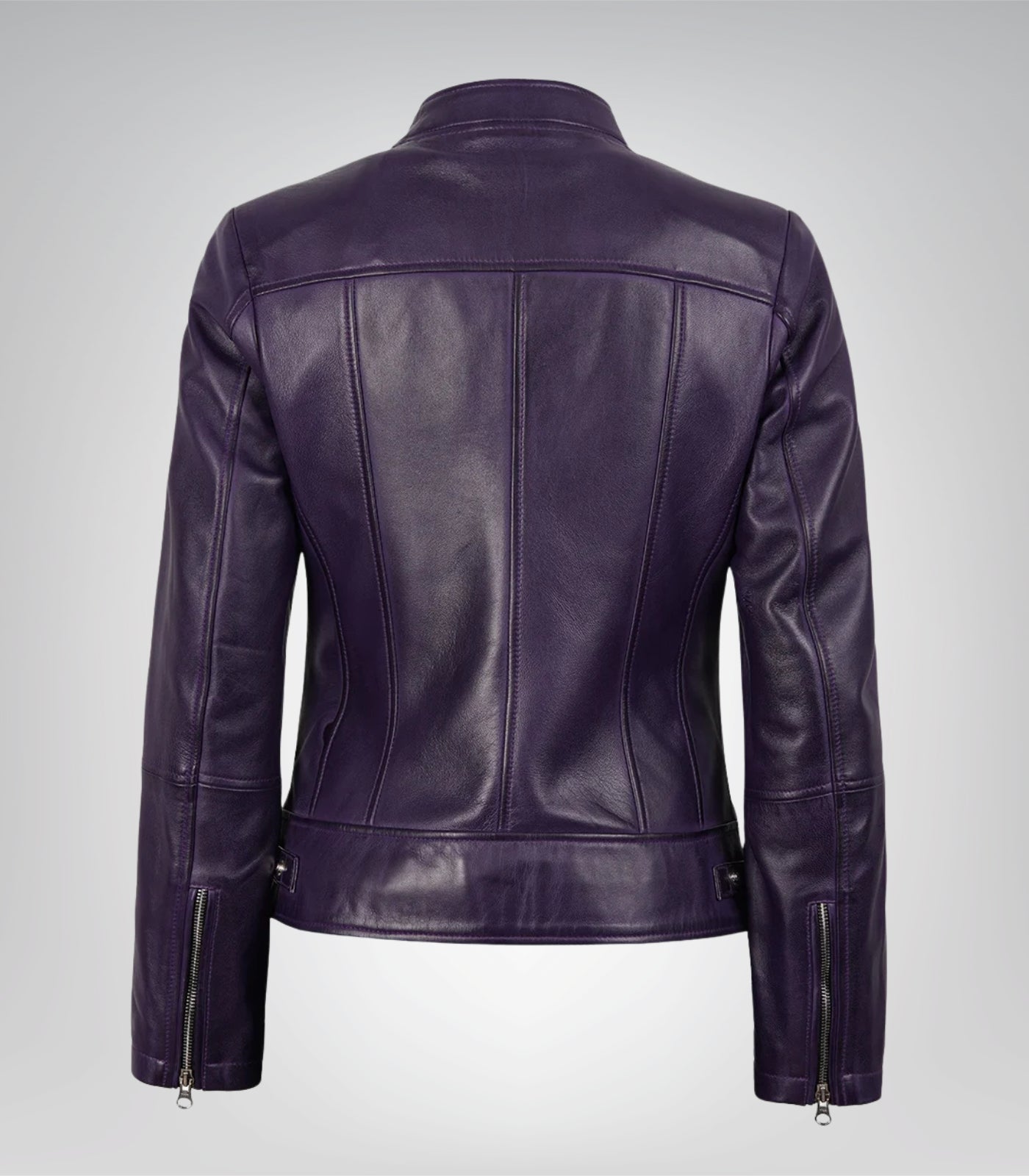 Women’s Purple Leather Biker Jacket with Contemporary Fit